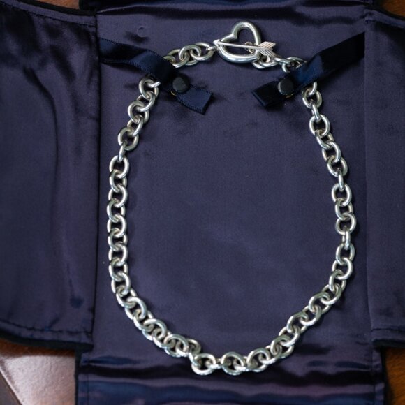 Rare retired Tiffany & Co Arrow Heart Chain Toggle Necklace Sterling Silver 925 - Picture 1 of 6